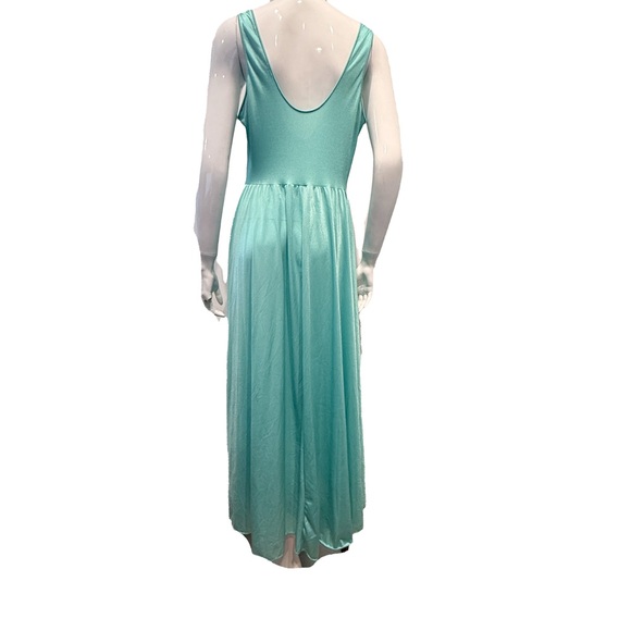 Olga Aqua Blue Satin Nightgown Lace Vintage Long Gown Size XXL 1980s - Picture 4 of 5
